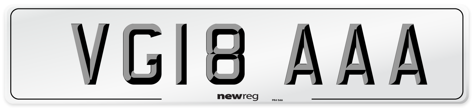 VG18 AAA Number Plate from New Reg